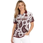 Texas State Bobcats Polo Shirt Personalized Paisley Florals Maroon White Best Selling