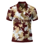 Texas State Bobcats Polo Shirt Personalized Pixel Camo Maroon Best Selling