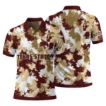 Texas State Bobcats Polo Shirt Personalized Pixel Camo Maroon Best Selling