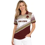 Texas State Bobcats Polo Shirt Personalized Slanted Stripes Maroon White Best Selling