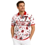 Texas Tech Red Raiders Polo Shirt Custom Floral Pinstripe Red White Best Selling