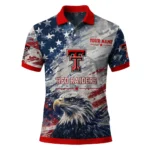 Texas Tech Red Raiders Polo Shirt Custom Star Brushstrokes Red Blue Best Selling