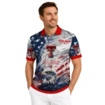 Texas Tech Red Raiders Polo Shirt Custom Star Brushstrokes Red Blue Best Selling
