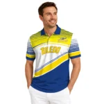 Toledo Rockets Polo Shirt Personalized Slanted Stripes Blue White Best Selling