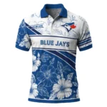 Toronto Blue Jays Polo Shirt Custom Floral Angles Blue White Best Selling