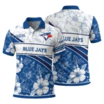 Toronto Blue Jays Polo Shirt Custom Floral Angles Blue White Best Selling
