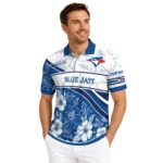 Toronto Blue Jays Polo Shirt Custom Floral Angles Blue White Best Selling