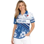 Toronto Blue Jays Polo Shirt Custom Floral Angles Blue White Best Selling