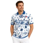 Toronto Blue Jays Polo Shirt Custom Floral Pinstripe Blue White Best Selling