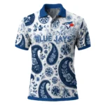 Toronto Blue Jays Polo Shirt Custom Paisley Florals Blue White Best Selling