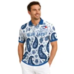 Toronto Blue Jays Polo Shirt Custom Paisley Florals Blue White Best Selling