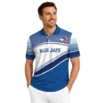 Toronto Blue Jays Polo Shirt Custom Slanted Stripes Blue White Best Selling