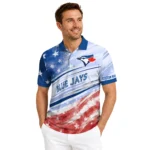 Toronto Blue Jays Polo Shirt Custom Star Stripes Red Blue Best Selling