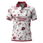 Troy Trojans Polo Shirt Customized Floral Pinstripe Red White Best Selling