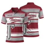 Troy Trojans Polo Shirt Customized Horizontal Blocks Red Best Selling
