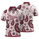Troy Trojans Polo Shirt Customized Paisley Florals Red White Best Selling