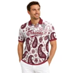 Troy Trojans Polo Shirt Customized Paisley Florals Red White Best Selling