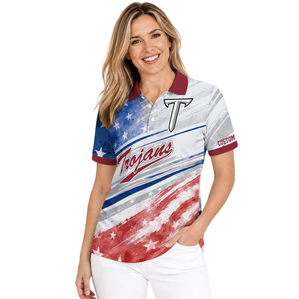 Troy Trojans Polo Shirt Customized Star Stripes Red Blue Latest Model Troy Trojans Polo Shirt Customized Star Stripes Red Blue Latest Model