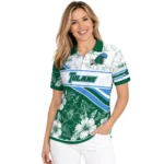 Tulane Green Wave Polo Shirt Custom Floral Angles Green White Best Selling