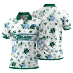 Tulane Green Wave Polo Shirt Custom Floral Pinstripe Green White Best Selling