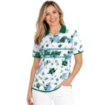 Tulane Green Wave Polo Shirt Custom Floral Pinstripe Green White Best Selling