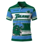 Tulane Green Wave Polo Shirt Custom Horizontal Blocks Green Best Selling