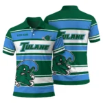 Tulane Green Wave Polo Shirt Custom Horizontal Blocks Green Best Selling