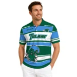 Tulane Green Wave Polo Shirt Custom Horizontal Blocks Green Best Selling