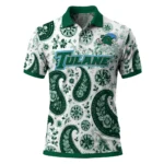 Tulane Green Wave Polo Shirt Custom Paisley Florals Green White Best Selling