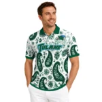 Tulane Green Wave Polo Shirt Custom Paisley Florals Green White Best Selling