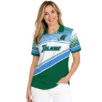 Tulane Green Wave Polo Shirt Custom Slanted Stripes Green White Best Selling