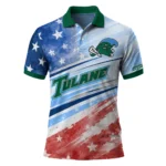 Tulane Green Wave Polo Shirt Custom Star Stripes Red Blue Best Selling