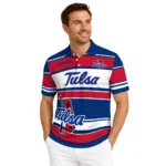 Tulsa Golden Hurricane Polo Shirt Personalized Horizontal Blocks Blue Best Selling