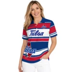 Tulsa Golden Hurricane Polo Shirt Personalized Horizontal Blocks Blue Best Selling