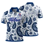 Tulsa Golden Hurricane Polo Shirt Personalized Paisley Florals Blue White Best Selling