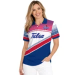Tulsa Golden Hurricane Polo Shirt Personalized Slanted Stripes Blue White Best Selling