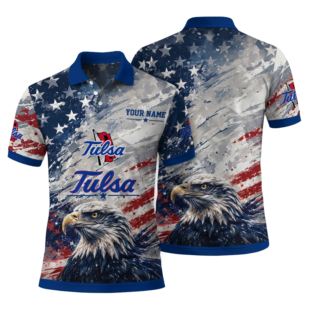 Tulsa Golden Hurricane Polo Shirt Personalized Star Brushstrokes Blue Fashion Forward Tulsa Golden Hurricane Polo Shirt Personalized Star Brushstrokes Blue Fashion Forward