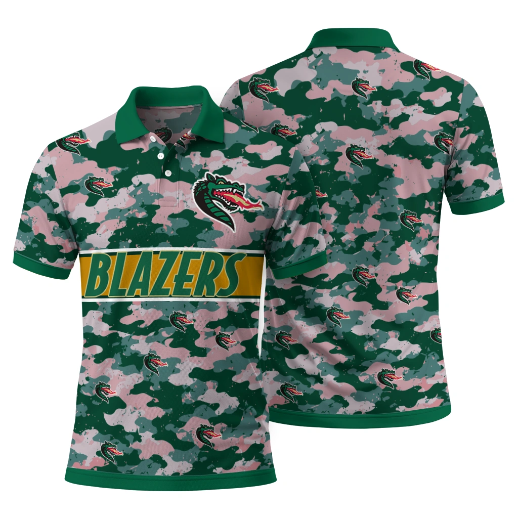 Uab Blazers Polo Shirt Customized Camo Band Green Fashion Forward Uab Blazers Polo Shirt Customized Camo Band Green Fashion Forward