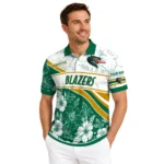Uab Blazers Polo Shirt Customized Floral Angles Green White Best Selling