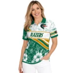 Uab Blazers Polo Shirt Customized Floral Angles Green White Best Selling