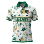Uab Blazers Polo Shirt Customized Floral Pinstripe Green White Best Selling