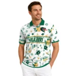 Uab Blazers Polo Shirt Customized Floral Pinstripe Green White Best Selling