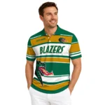 Uab Blazers Polo Shirt Customized Horizontal Blocks Green Best Selling
