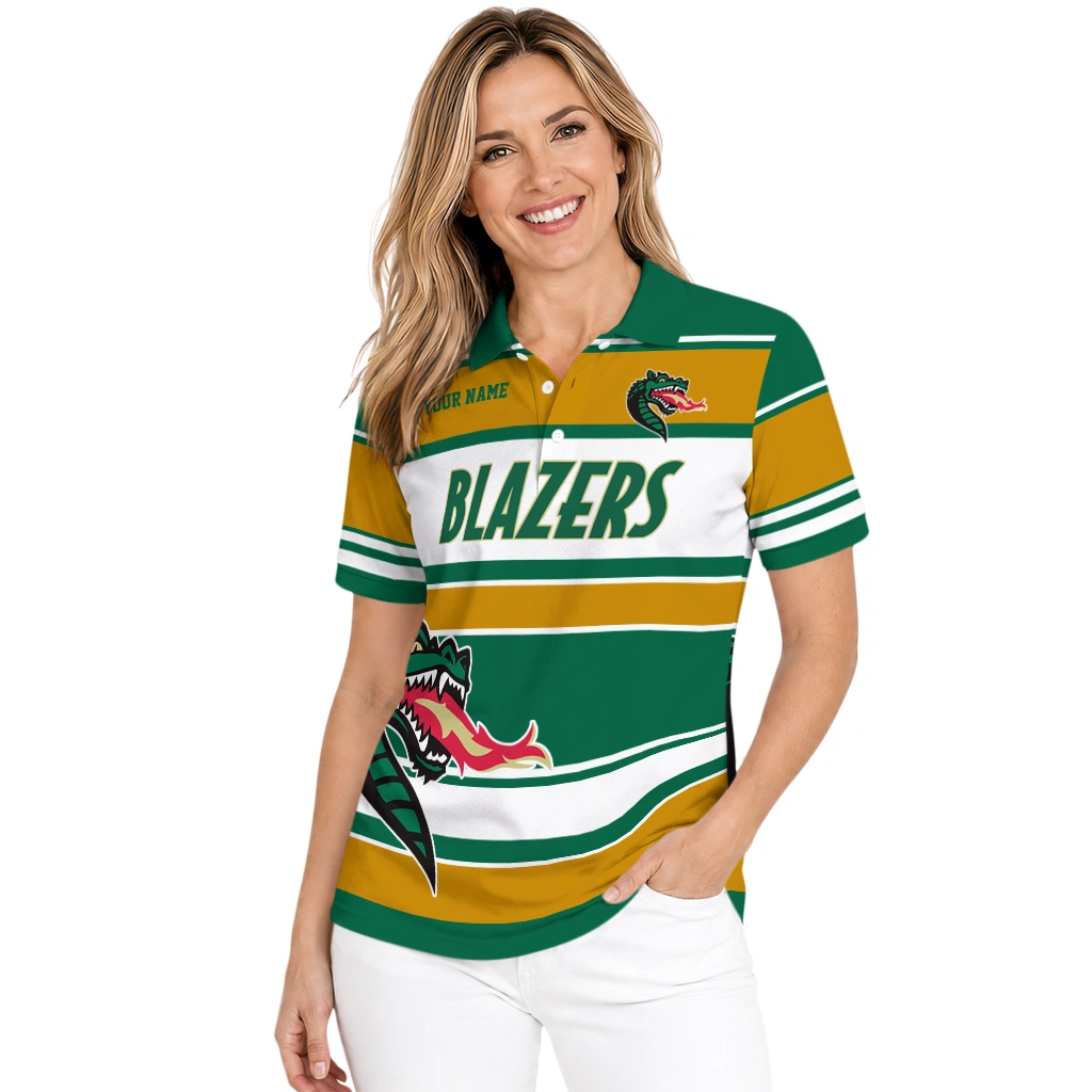 Uab Blazers Polo Shirt Customized Horizontal Blocks Green Latest Model Uab Blazers Polo Shirt Customized Horizontal Blocks Green Latest Model
