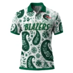 Uab Blazers Polo Shirt Customized Paisley Florals Green White Best Selling