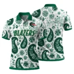 Uab Blazers Polo Shirt Customized Paisley Florals Green White Best Selling