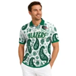 Uab Blazers Polo Shirt Customized Paisley Florals Green White Best Selling