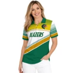 Uab Blazers Polo Shirt Customized Slanted Stripes Green White Best Selling