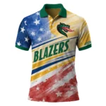 Uab Blazers Polo Shirt Customized Star Stripes Red Blue Best Selling