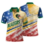 Uab Blazers Polo Shirt Customized Star Stripes Red Blue Best Selling